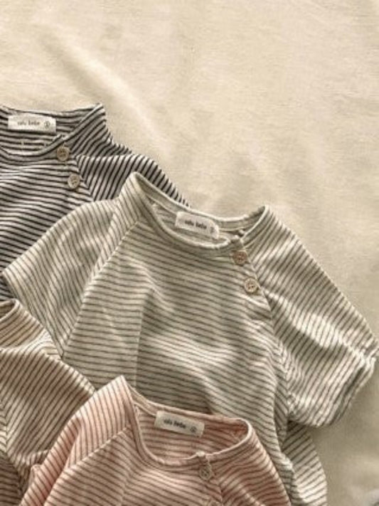 Striped t-shirt melange met knoopjes