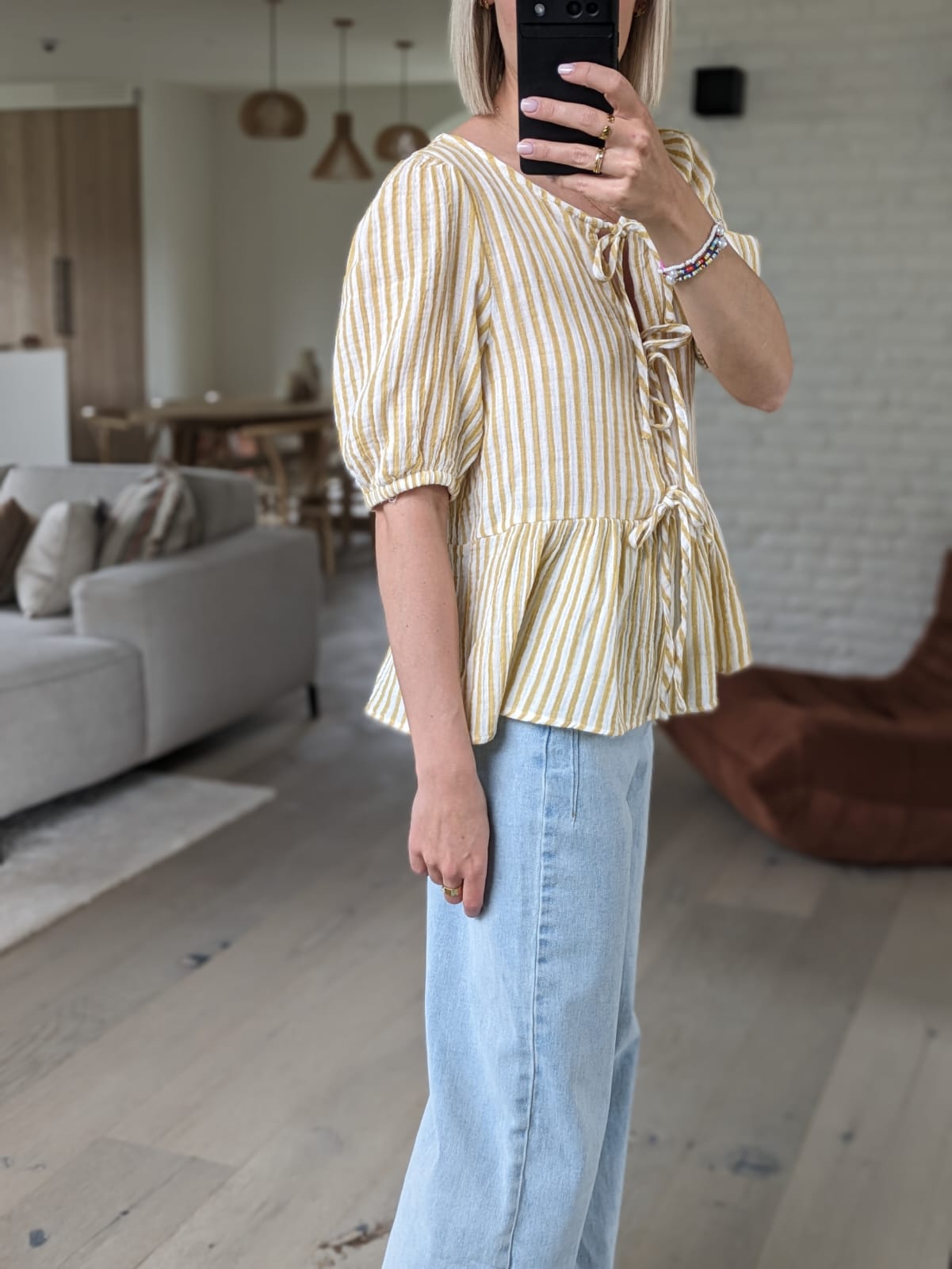 Striped blouse cream/yellow
