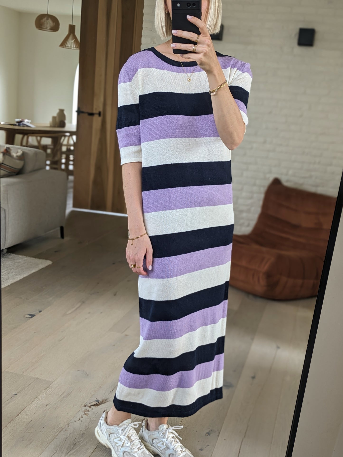 Striped dress lila black