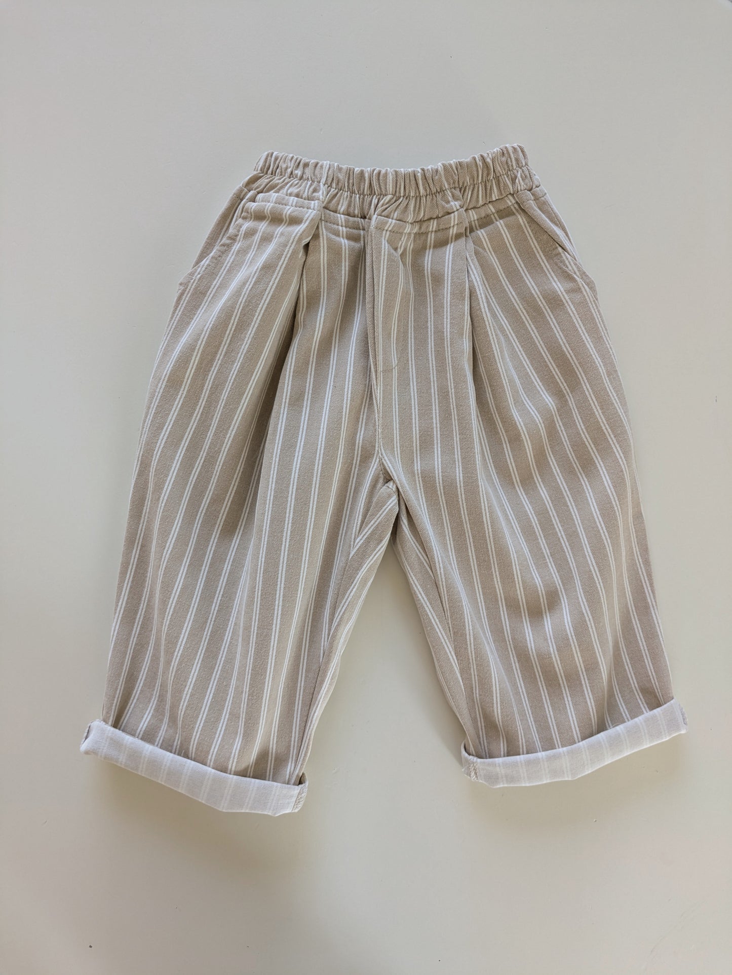Striped pants beige
