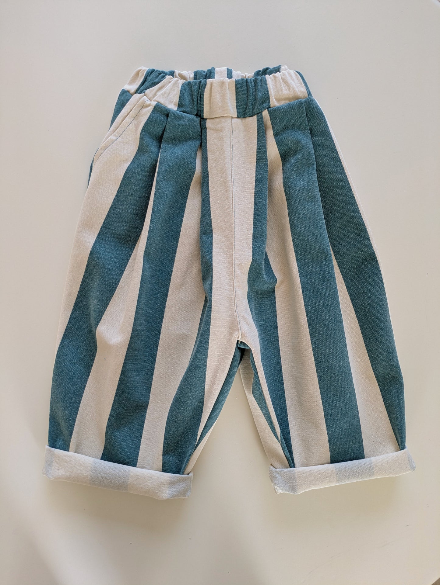Striped denim green