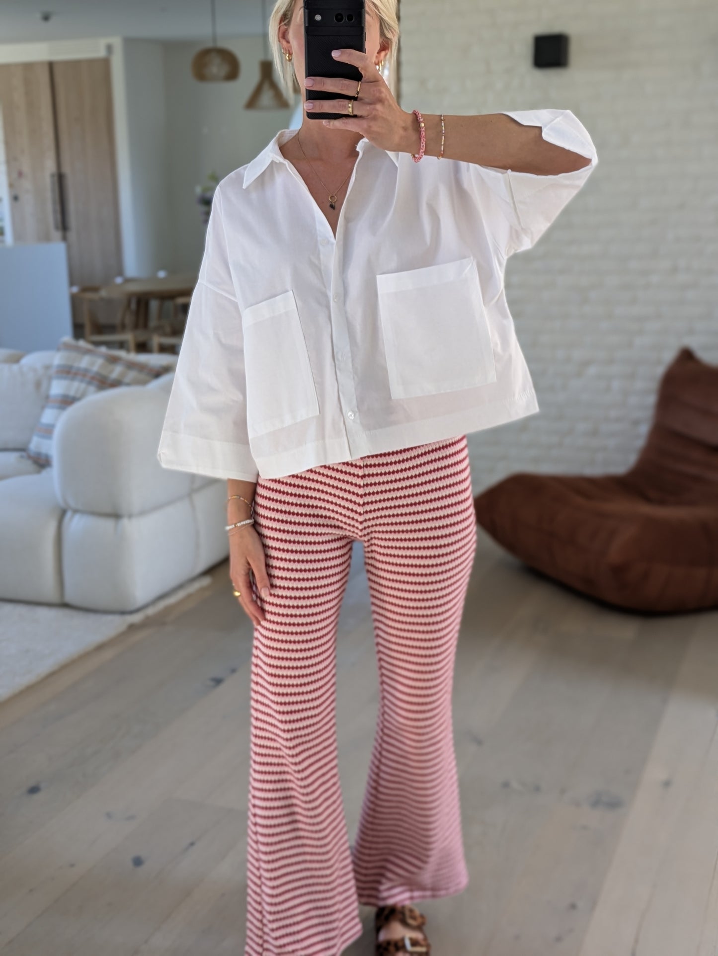 Striped pants fushia