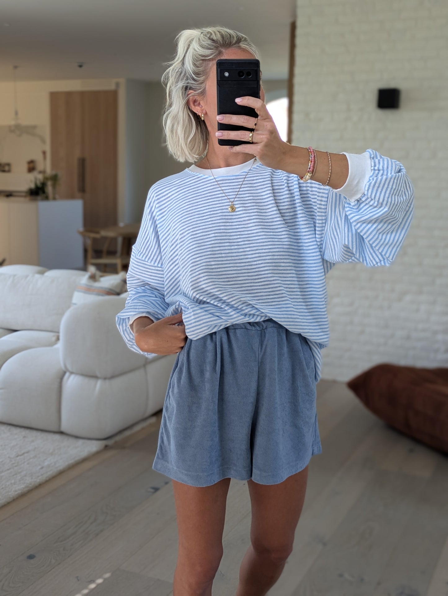 DEUXPOURDEUX THE LABEL - Diana striped tee sky blue