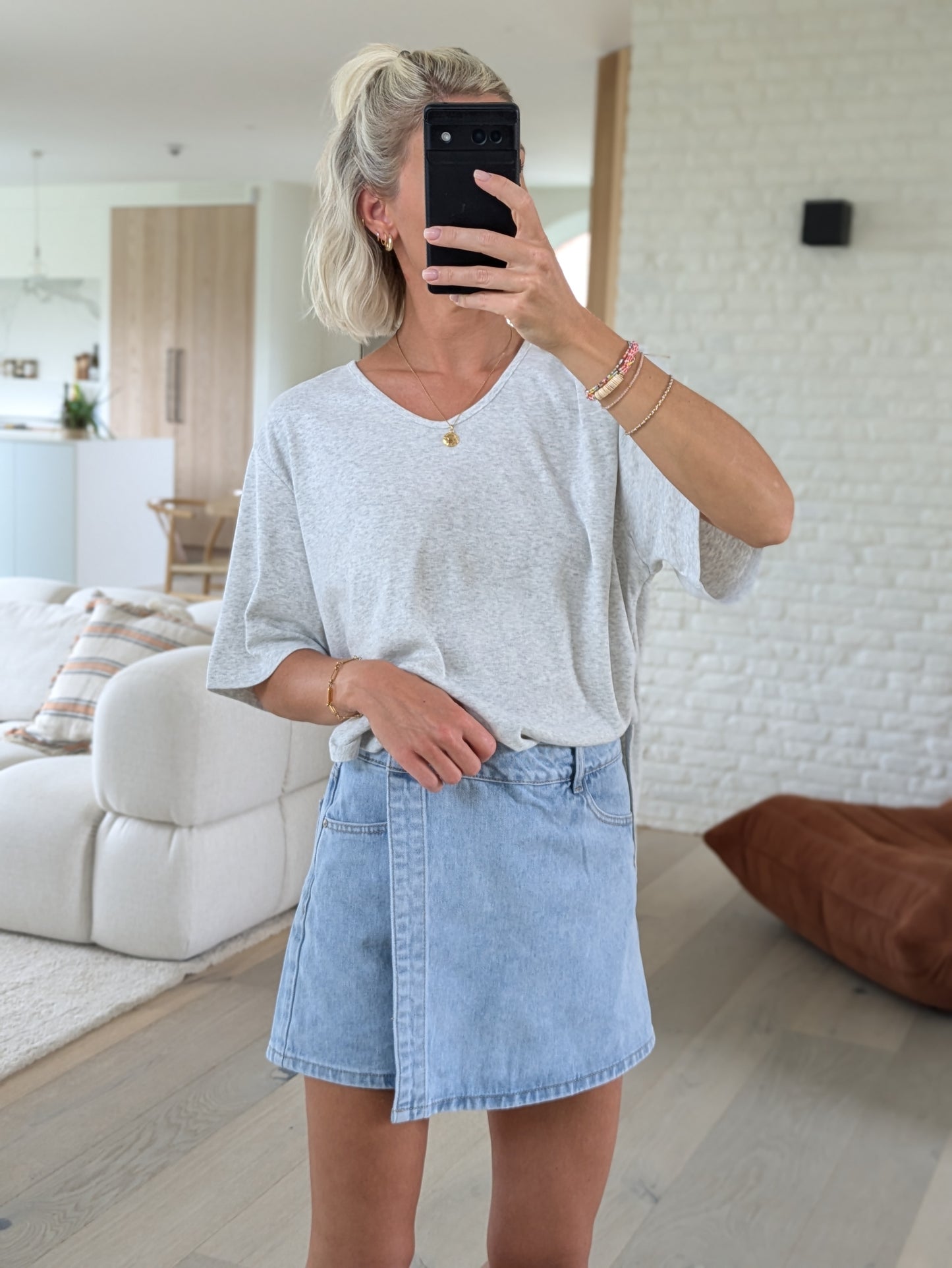 DEUXPOURDEUX THE LABEL - Oversized tee Lou white melange