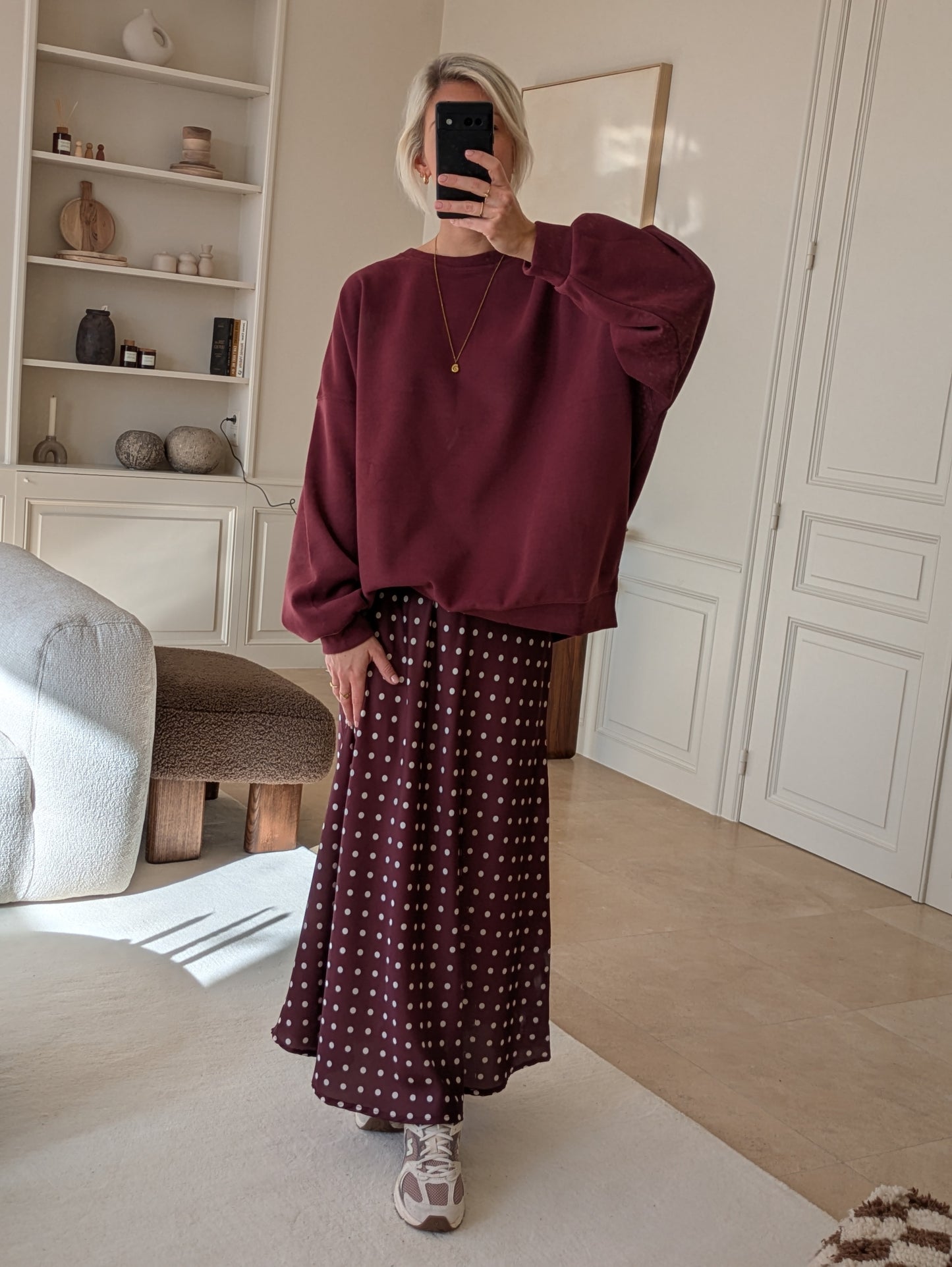 Dot skirt burgundy