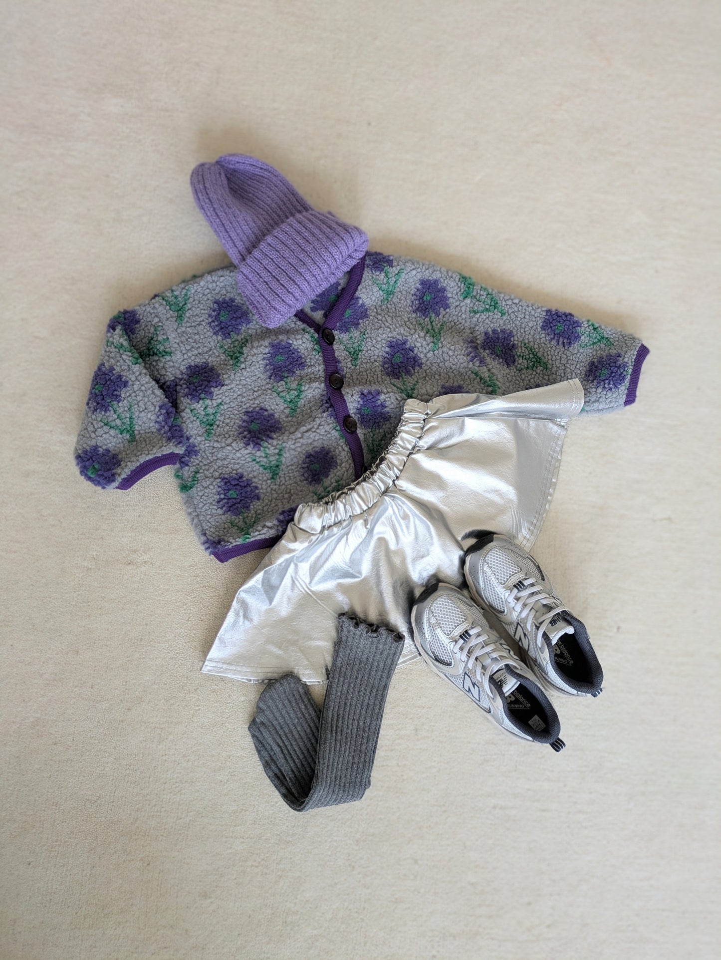 Flower fleece jacket grey