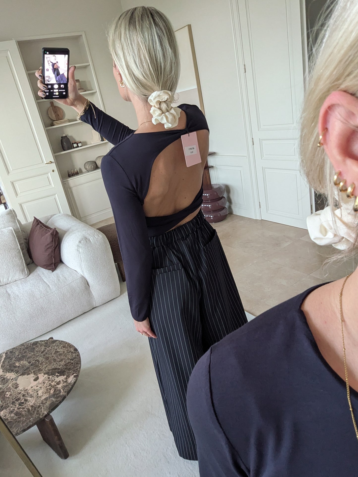 Open back top navy