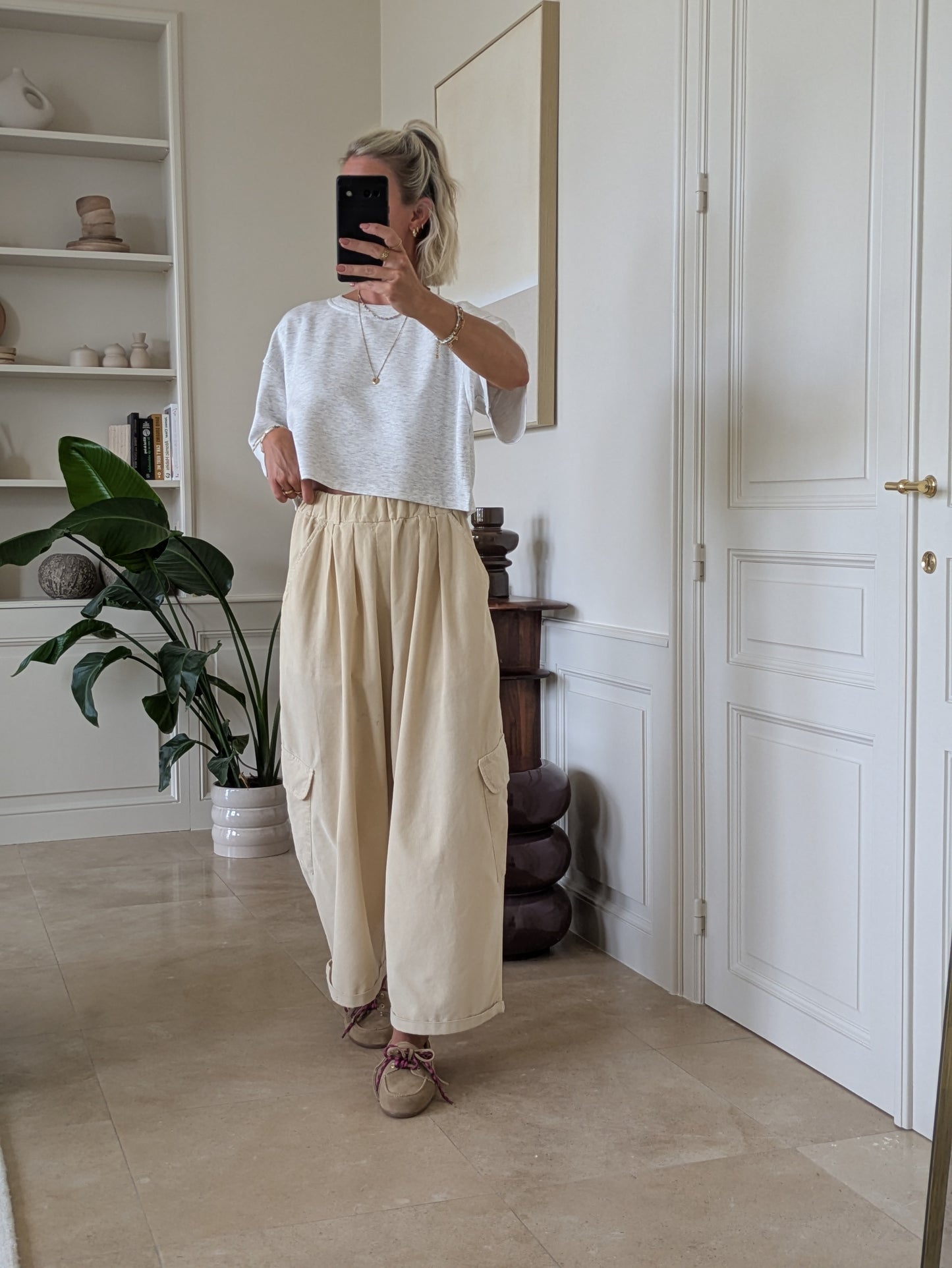 Fien cropped tee white melange