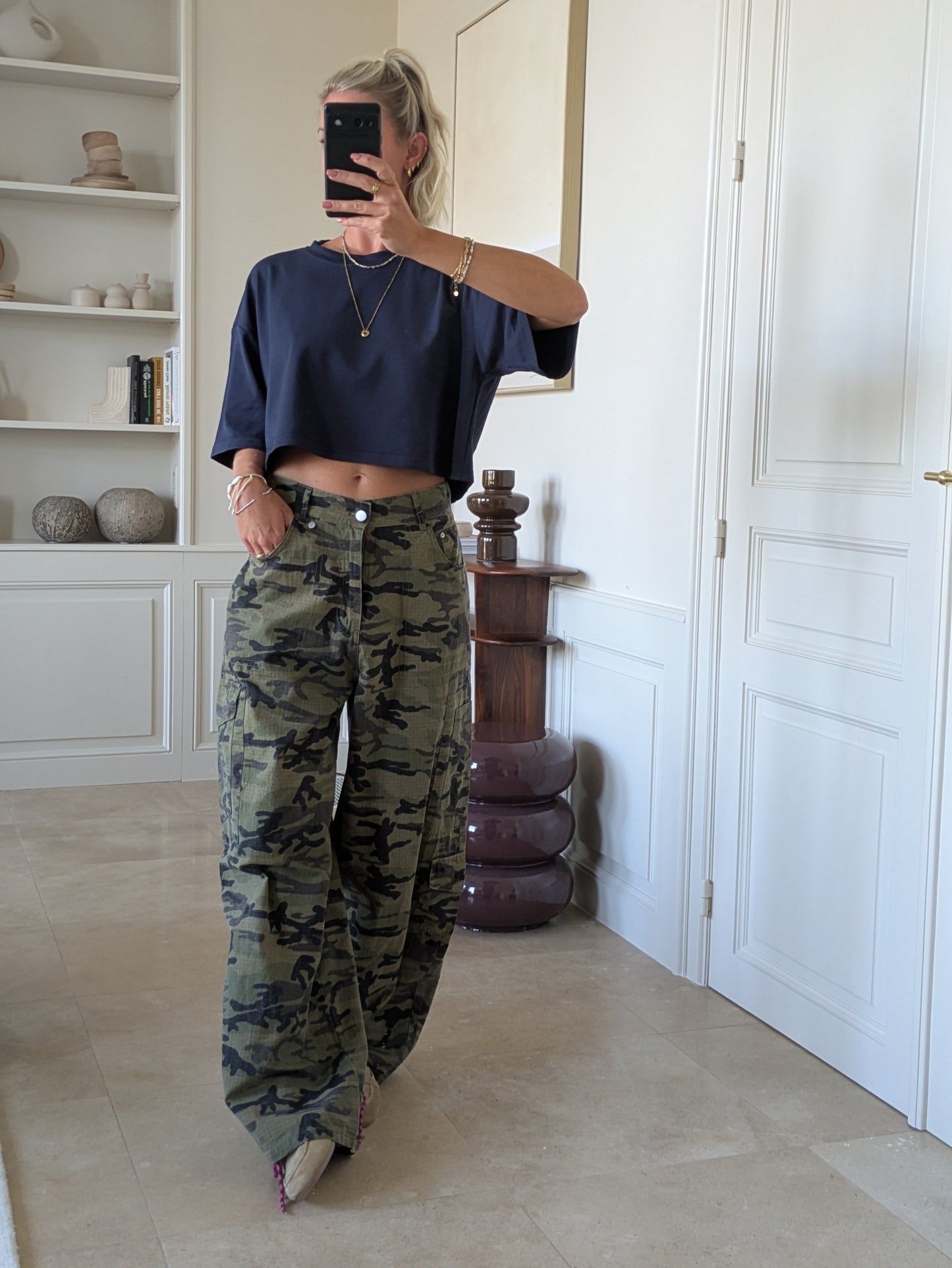 Cropped tee navy