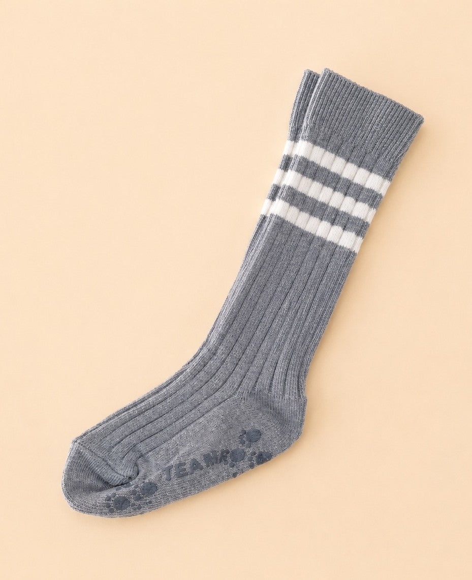 Ribbed knee socks gray