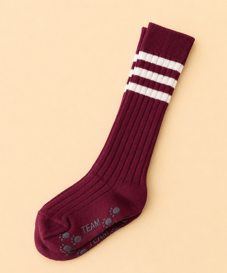 Ribbed knee socks wine