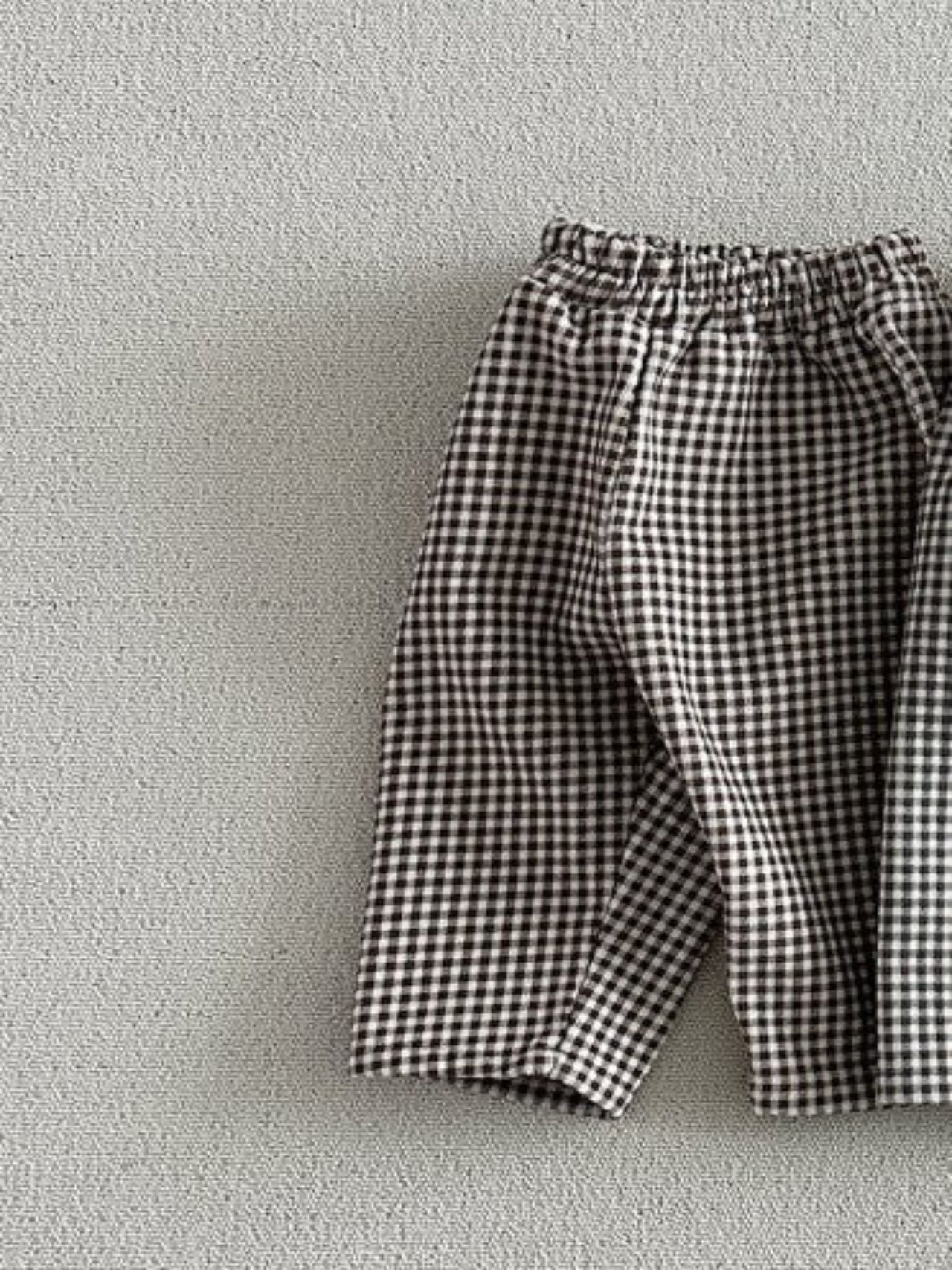 Fleeced check pants brown