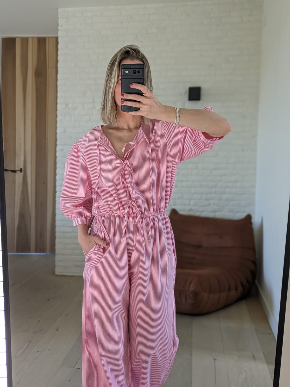 Jumpsuit striped pink