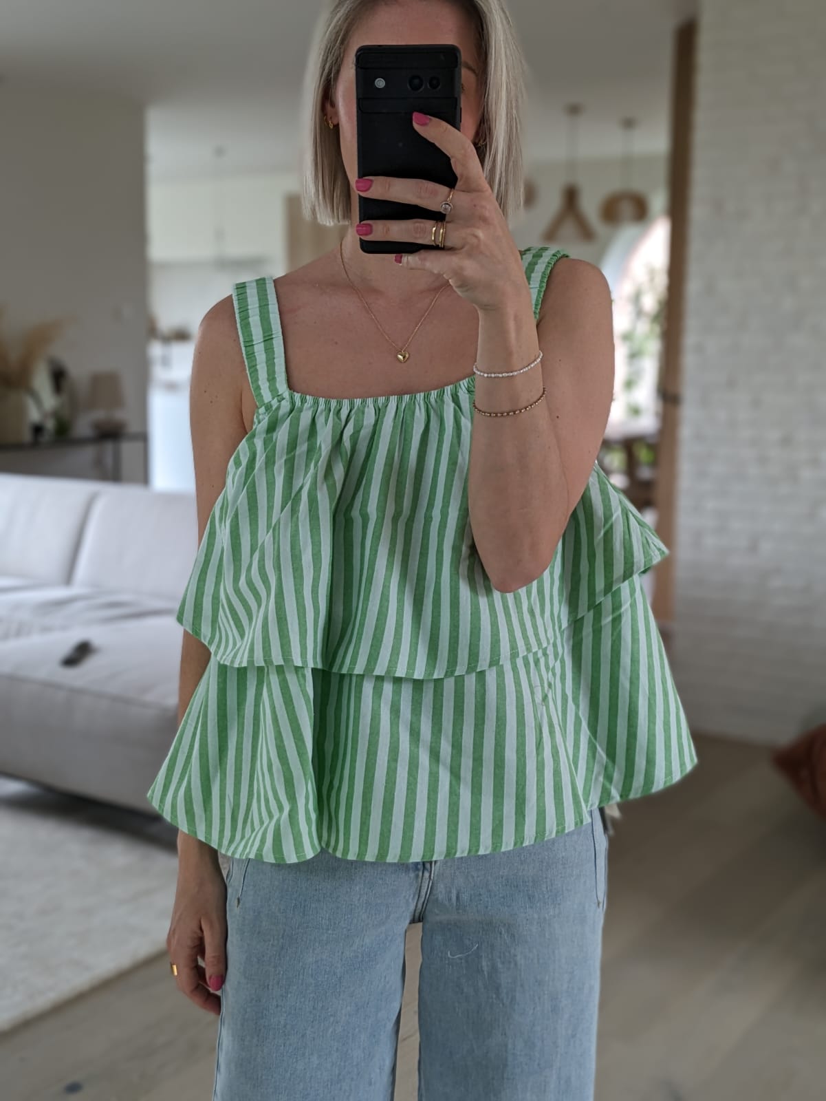 Ruffle top Esmee green