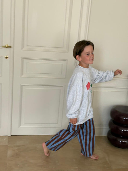 Kancho striped pants blue-red