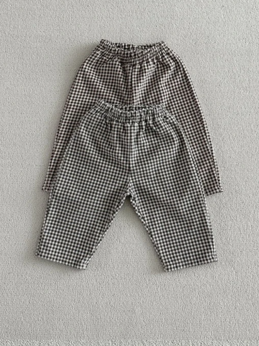 Fleeced check pants grey