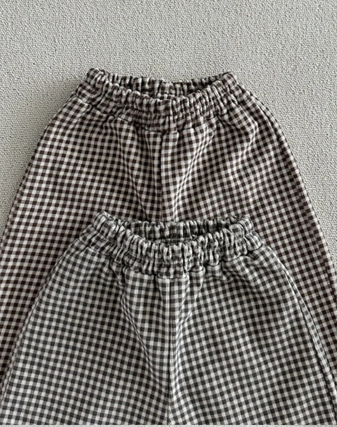 Fleeced check pants grey