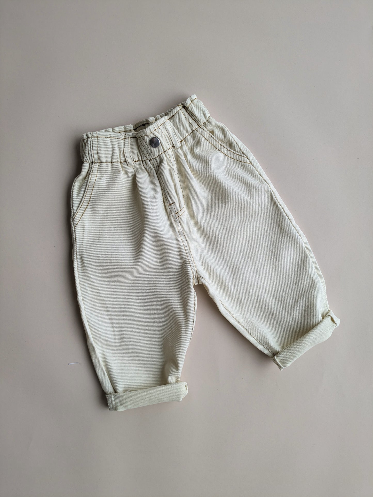 denim broek cream