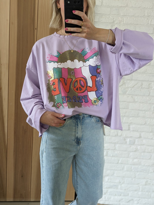 Sweater love&peace lila