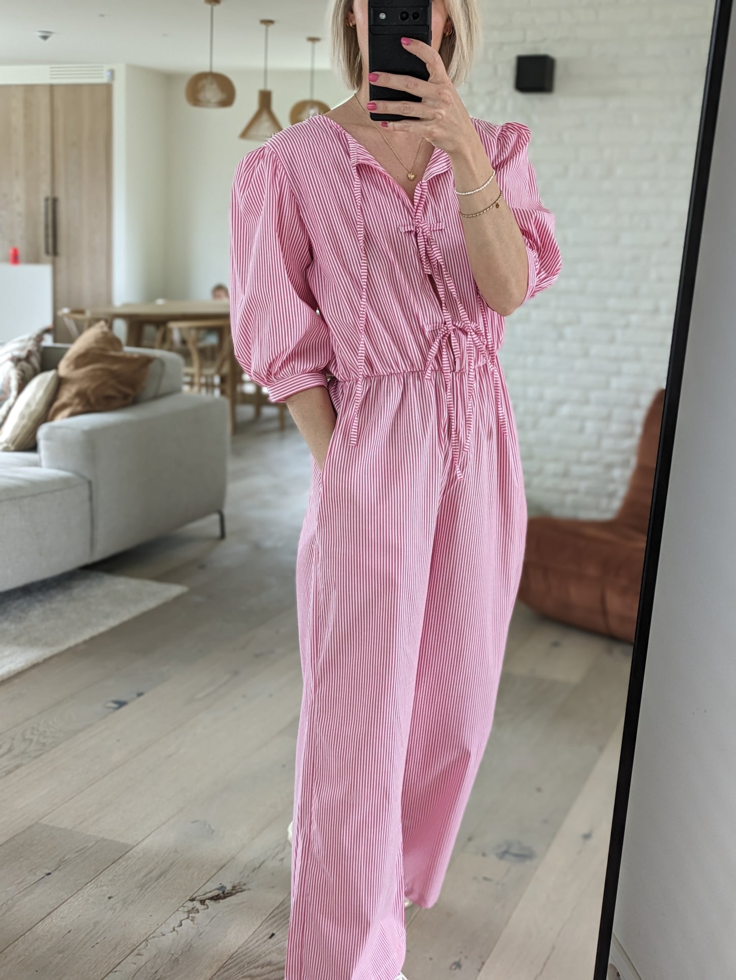 Jumpsuit striped pink