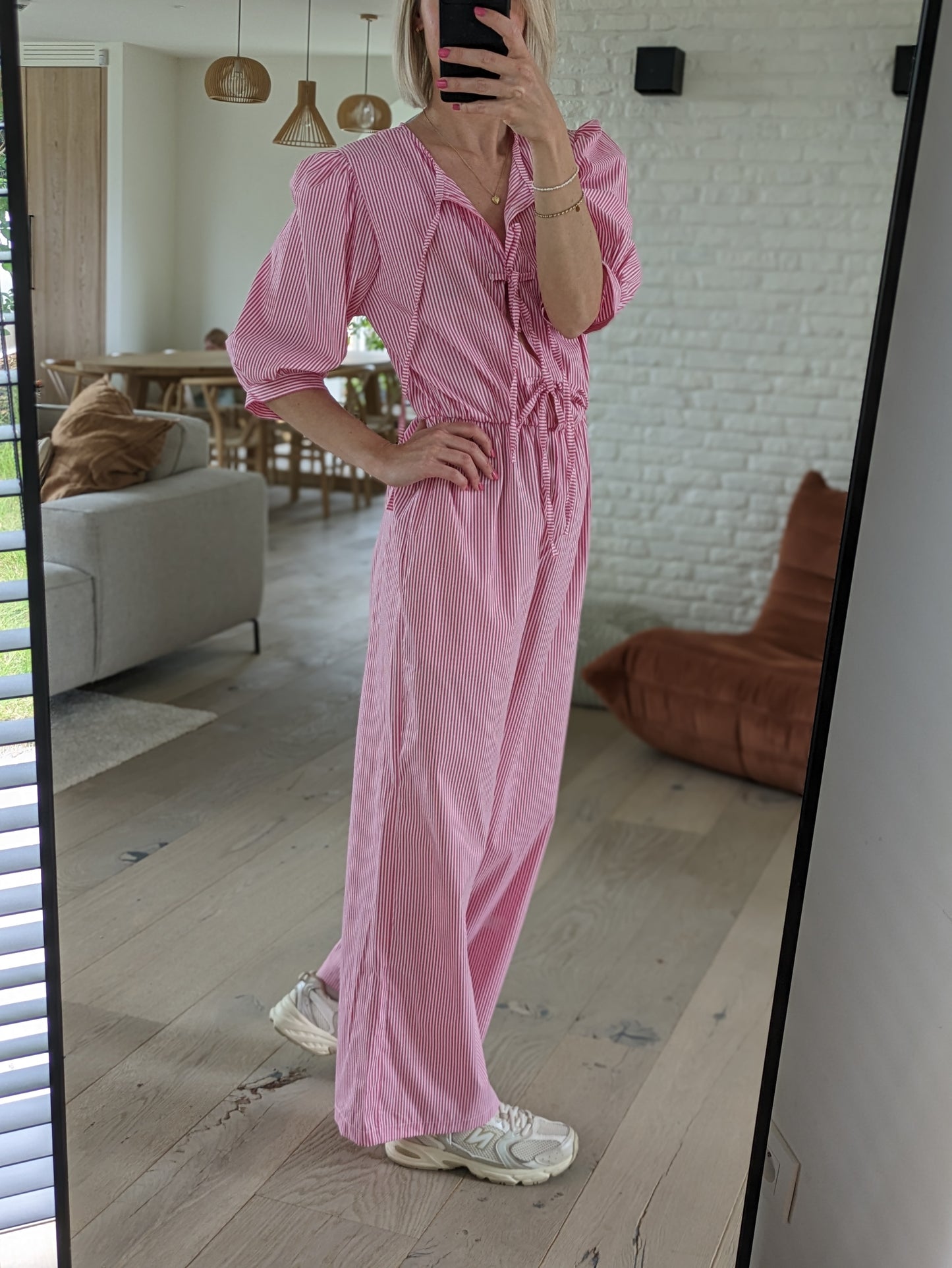 Jumpsuit striped pink