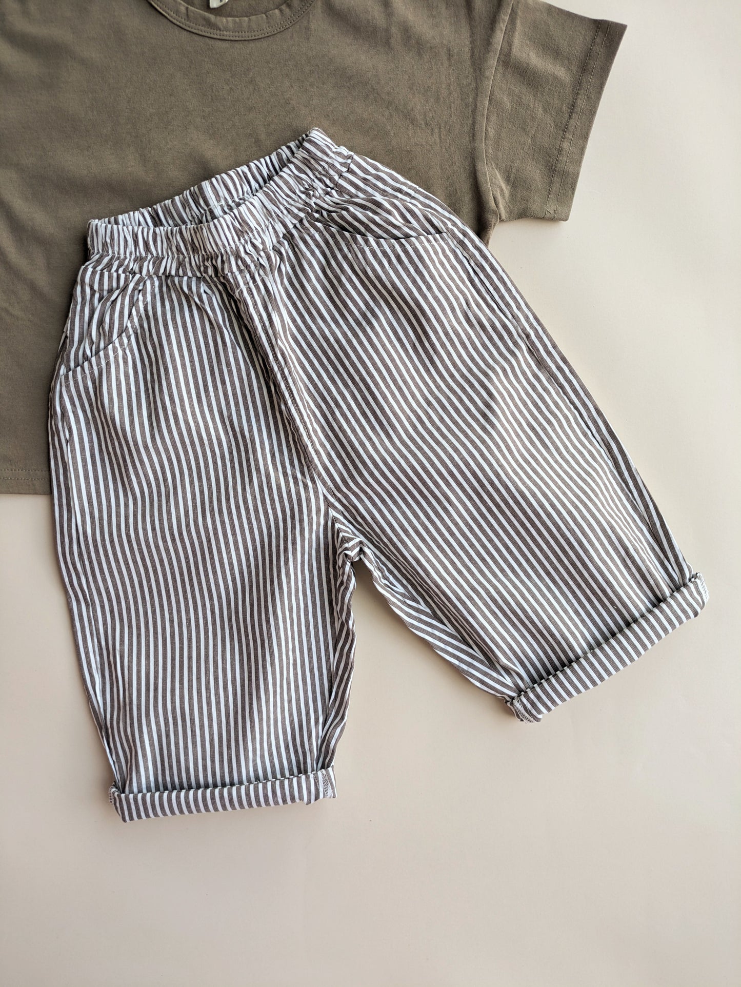 Striped baggy broek bruin