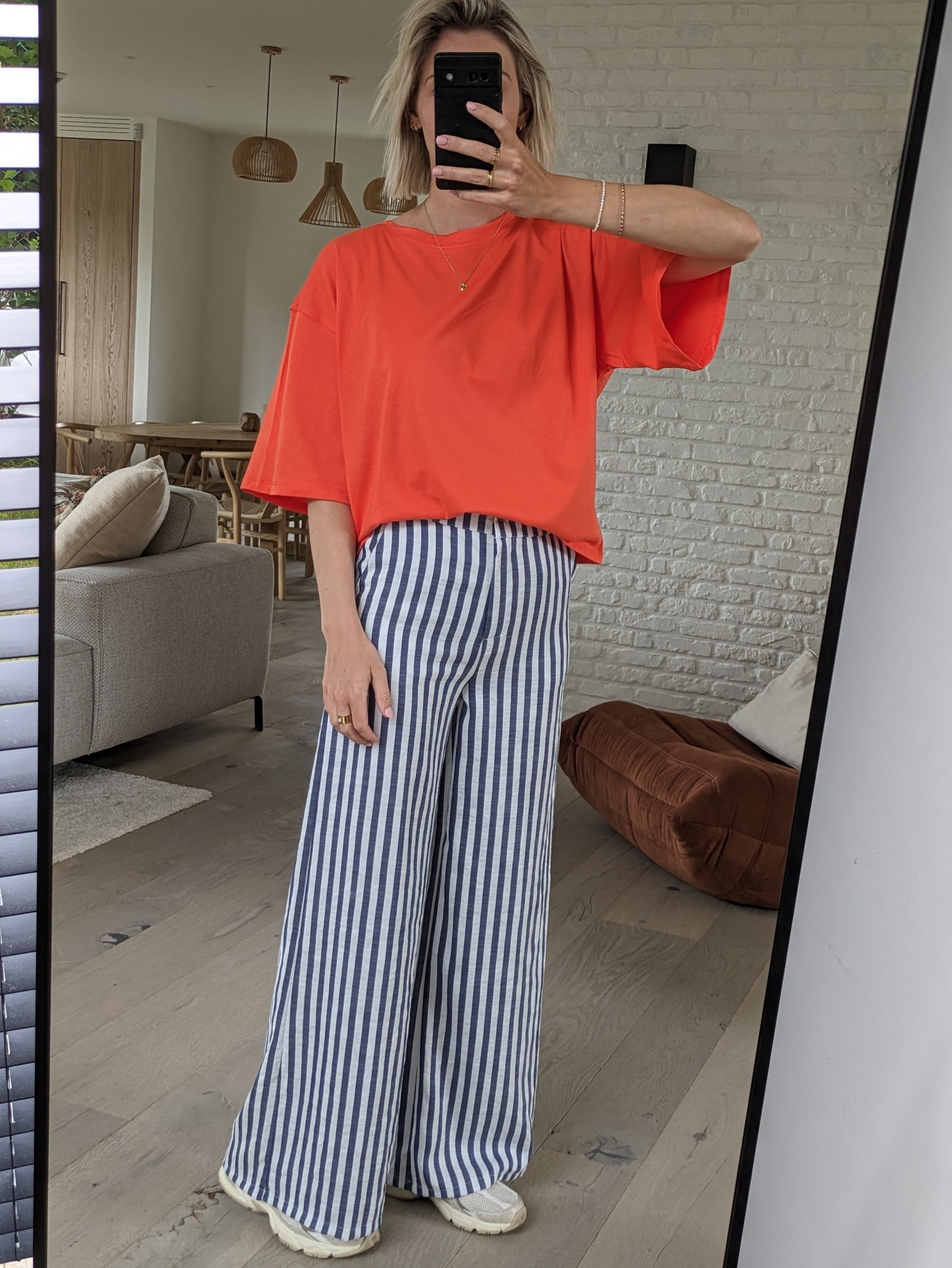 Striped broek navy