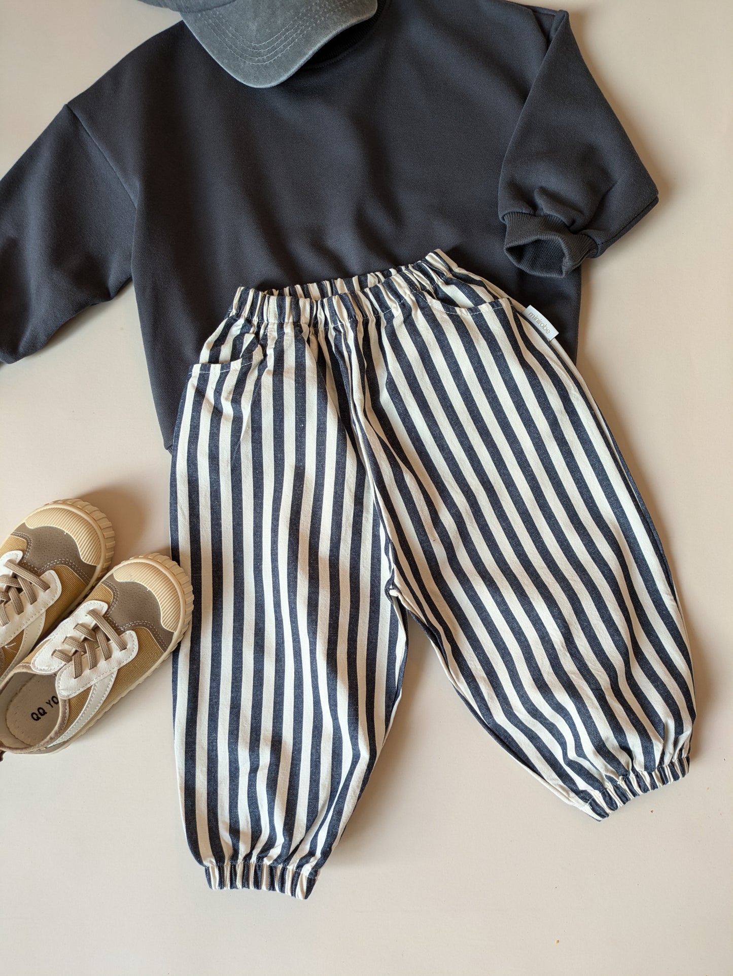 Striped broek navy