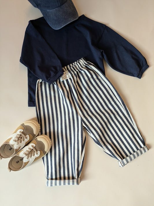 Striped broek navy