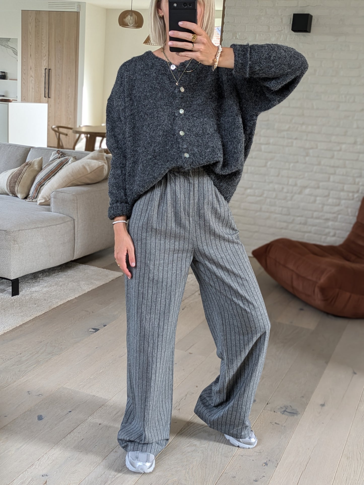 Striped Nancy pants grey