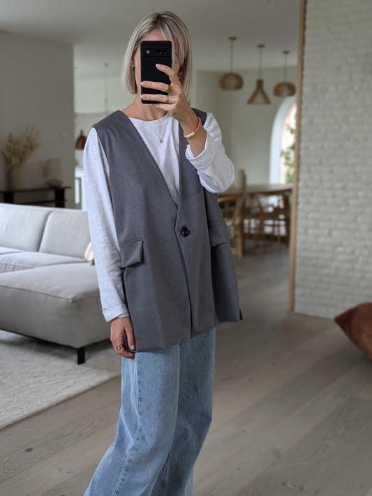 Sleeveless blazer gray