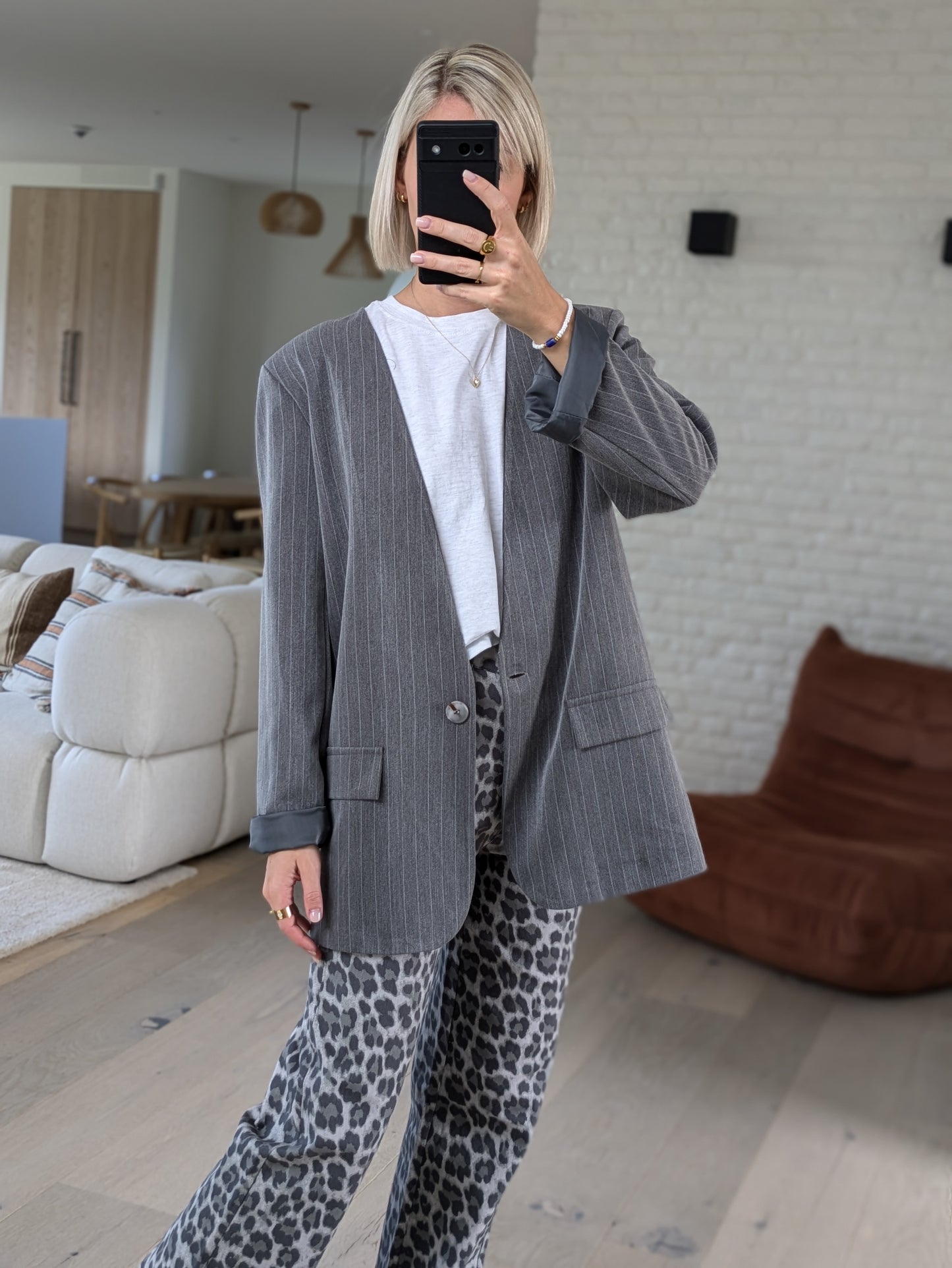 Striped blazer gray