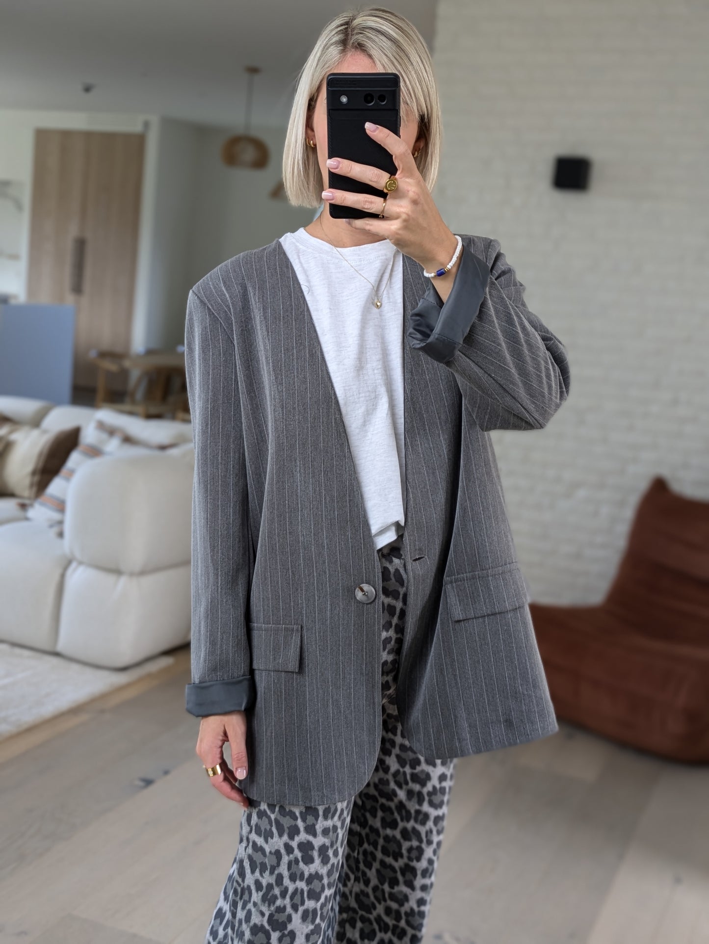 Striped blazer gray