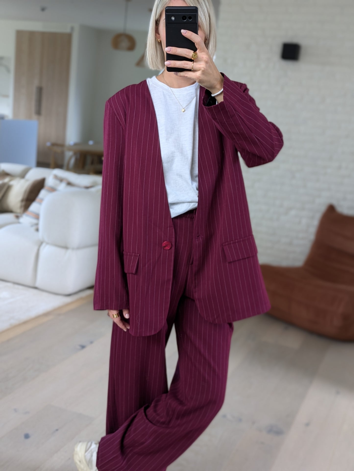 Striped blazer bordeaux