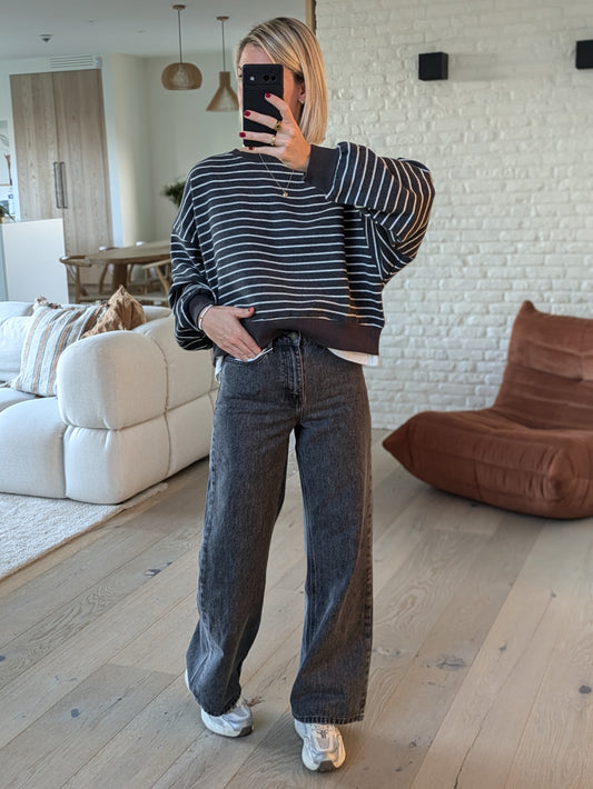 Striped sweater black/cream