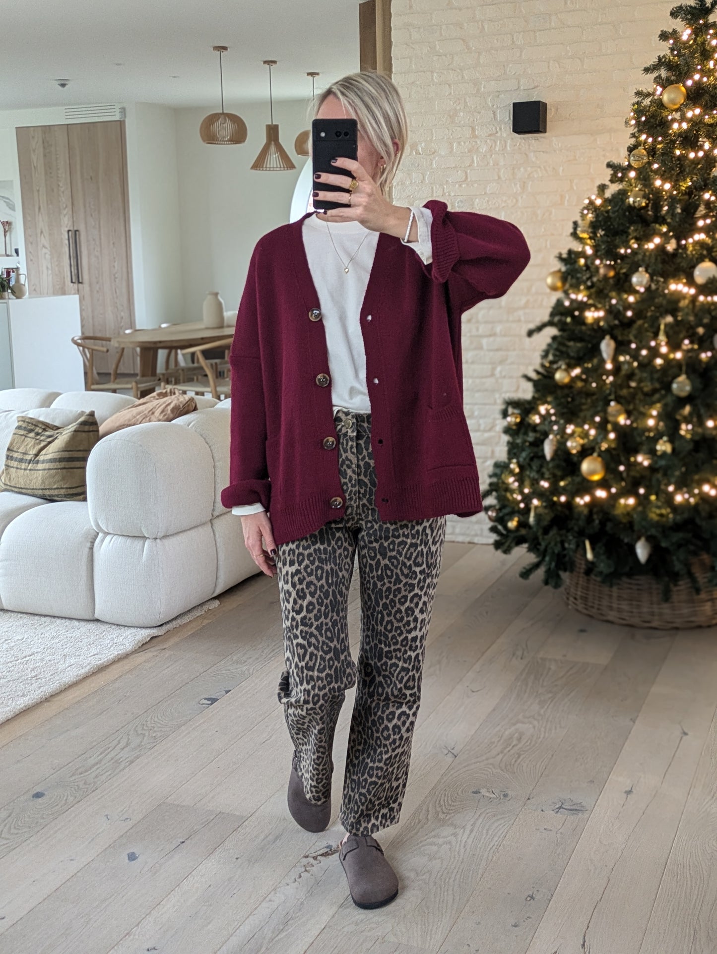 Oversized gilet burgundy