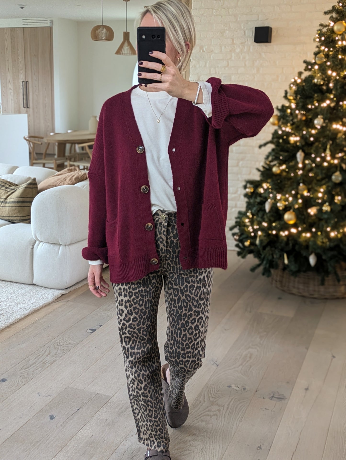 Oversized gilet burgundy