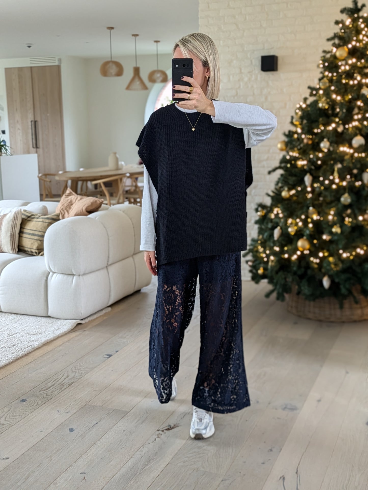 Lace pants navy