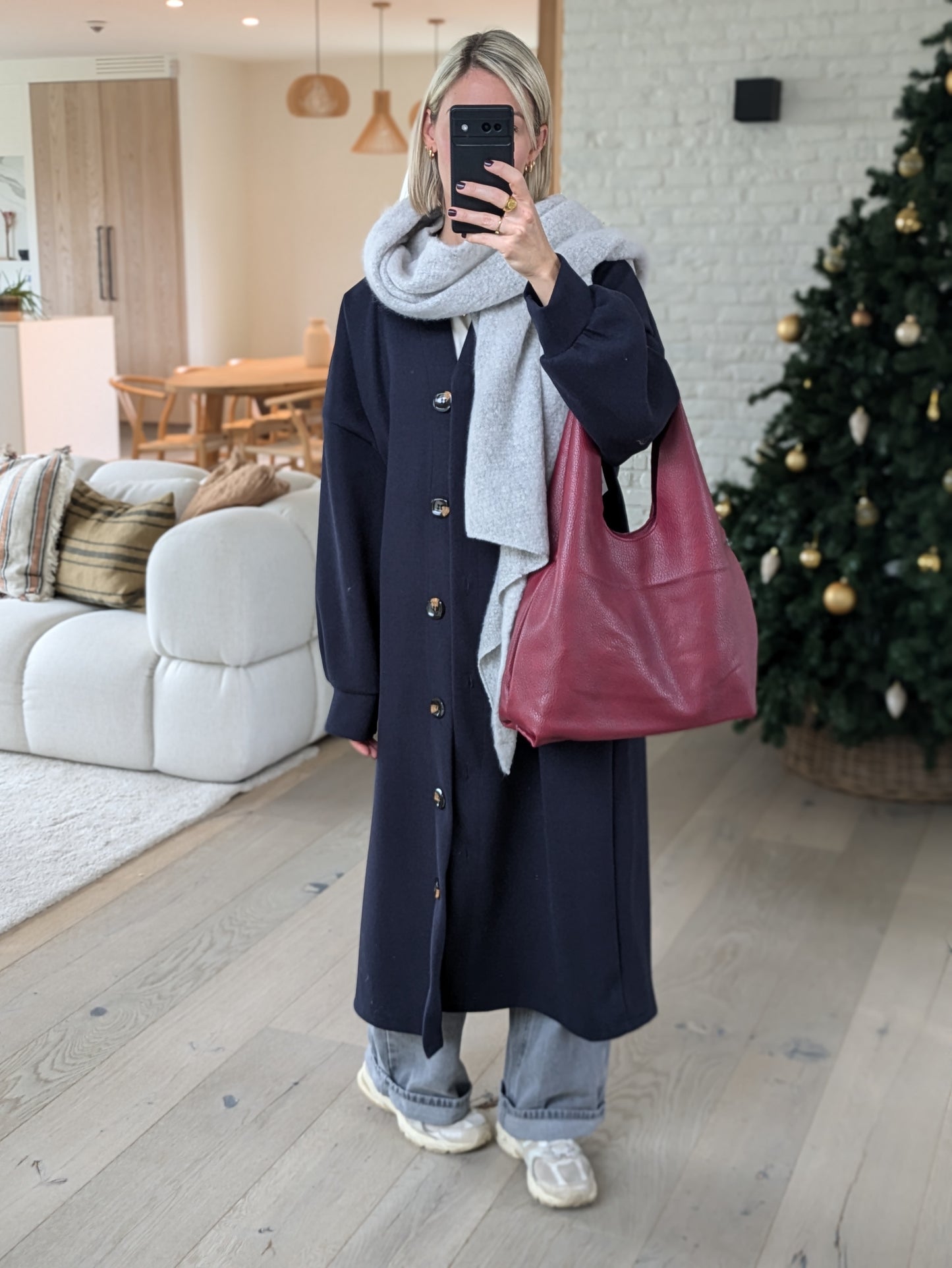 Buttoned coat navy