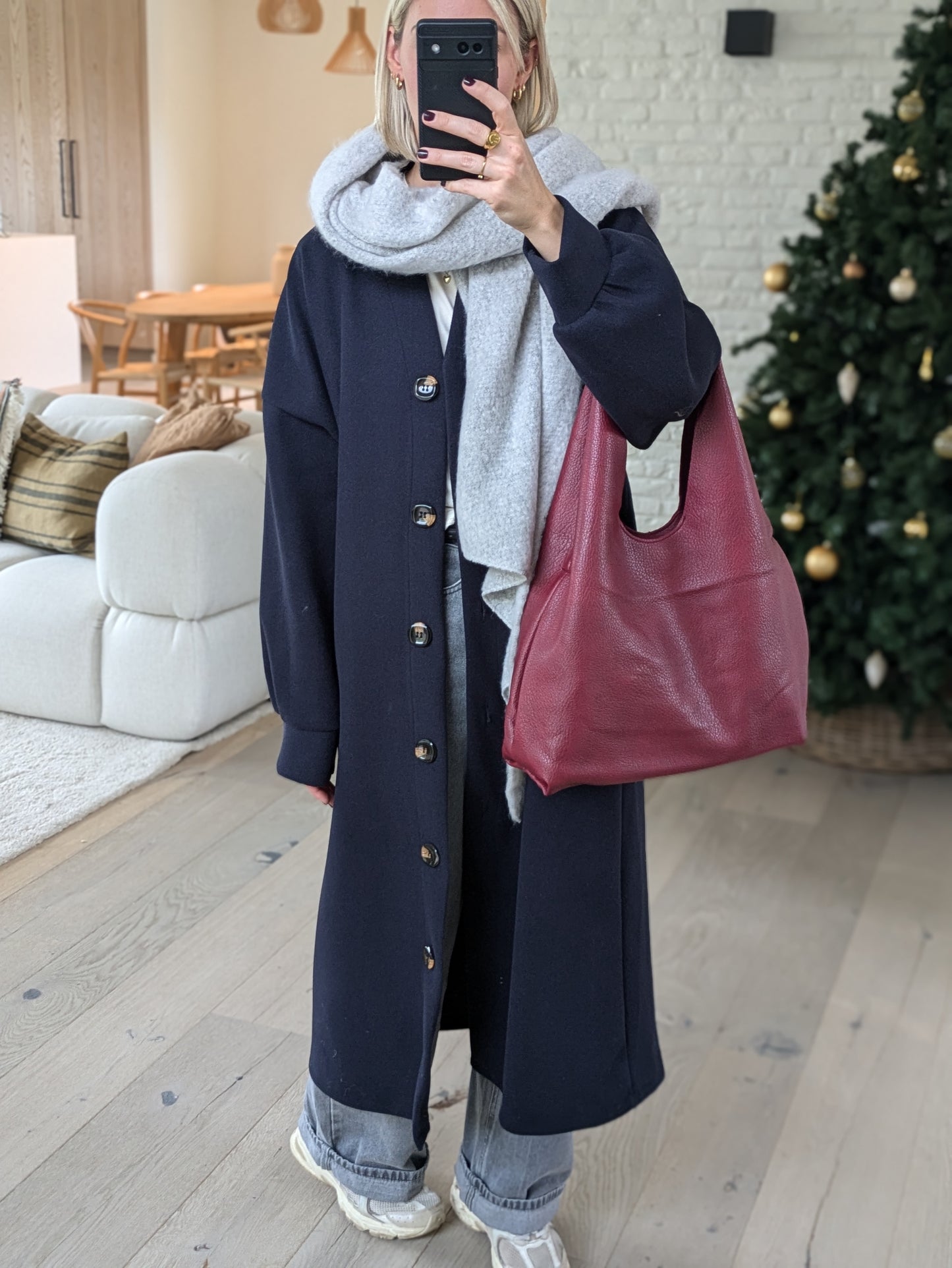 Buttoned coat navy