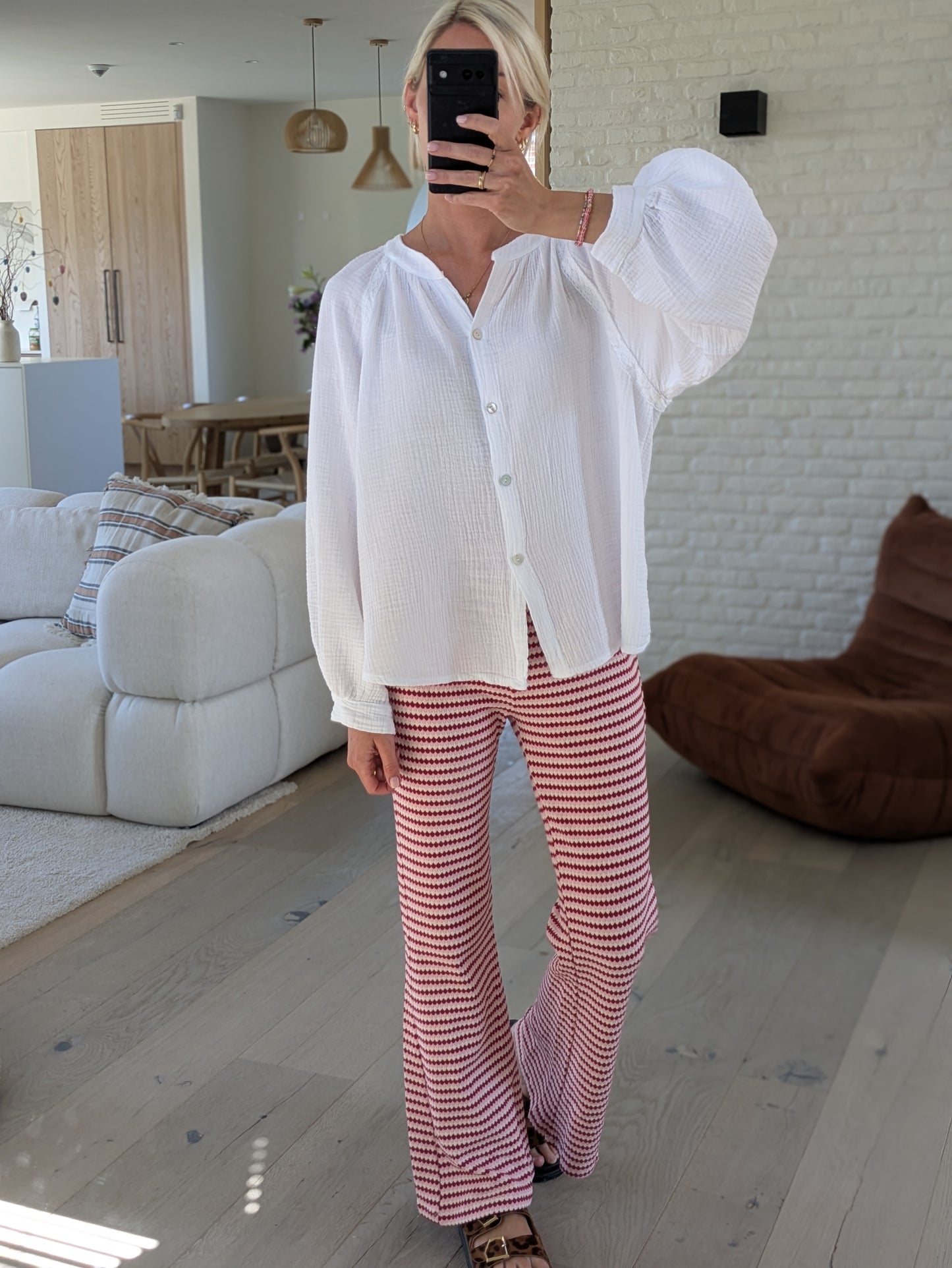 Striped pants fushia