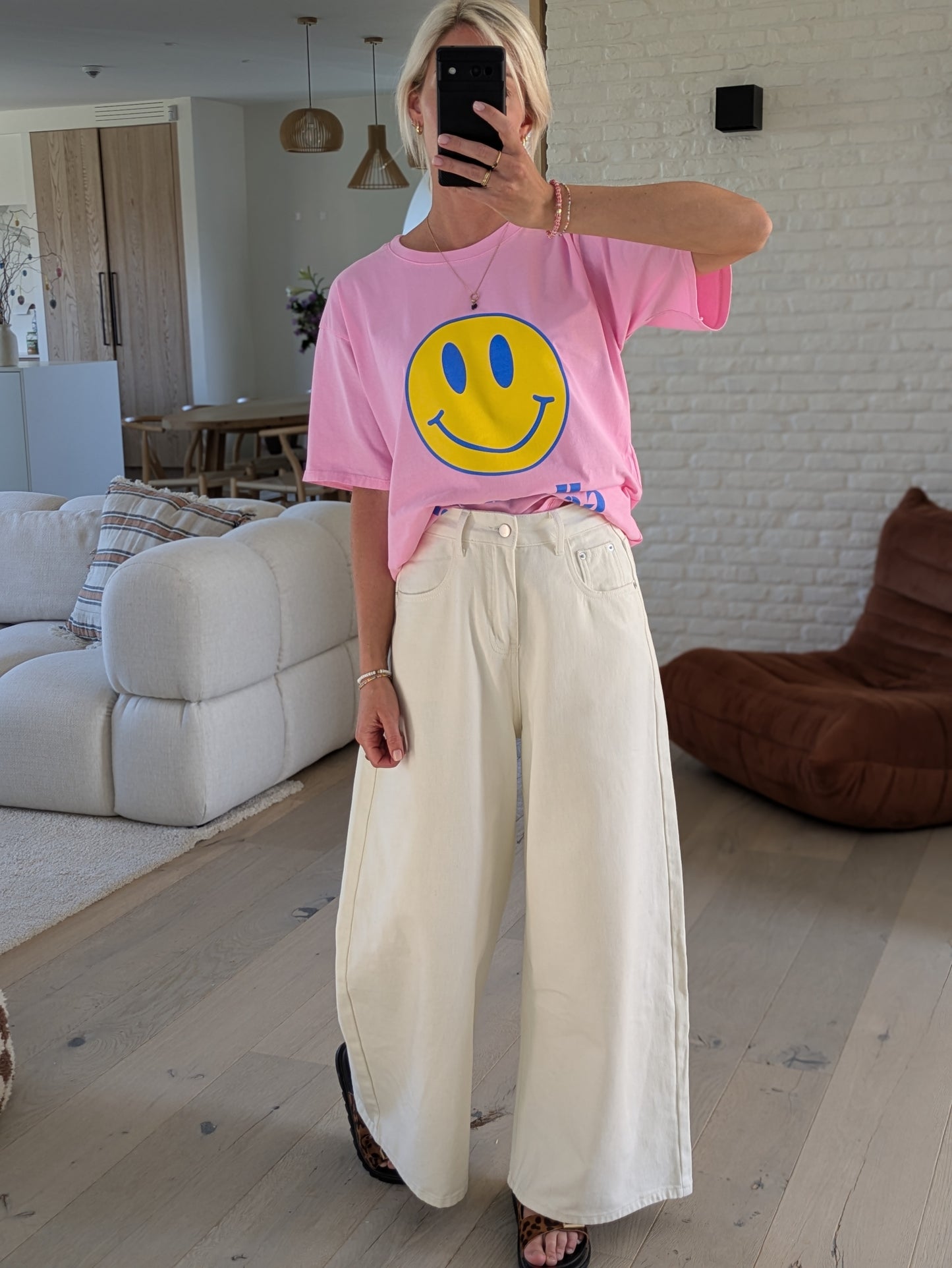 Smiley tee pink
