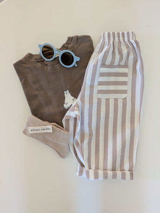 Striped pants beige