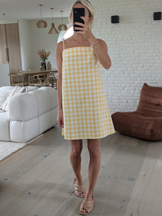 Check dress yellow