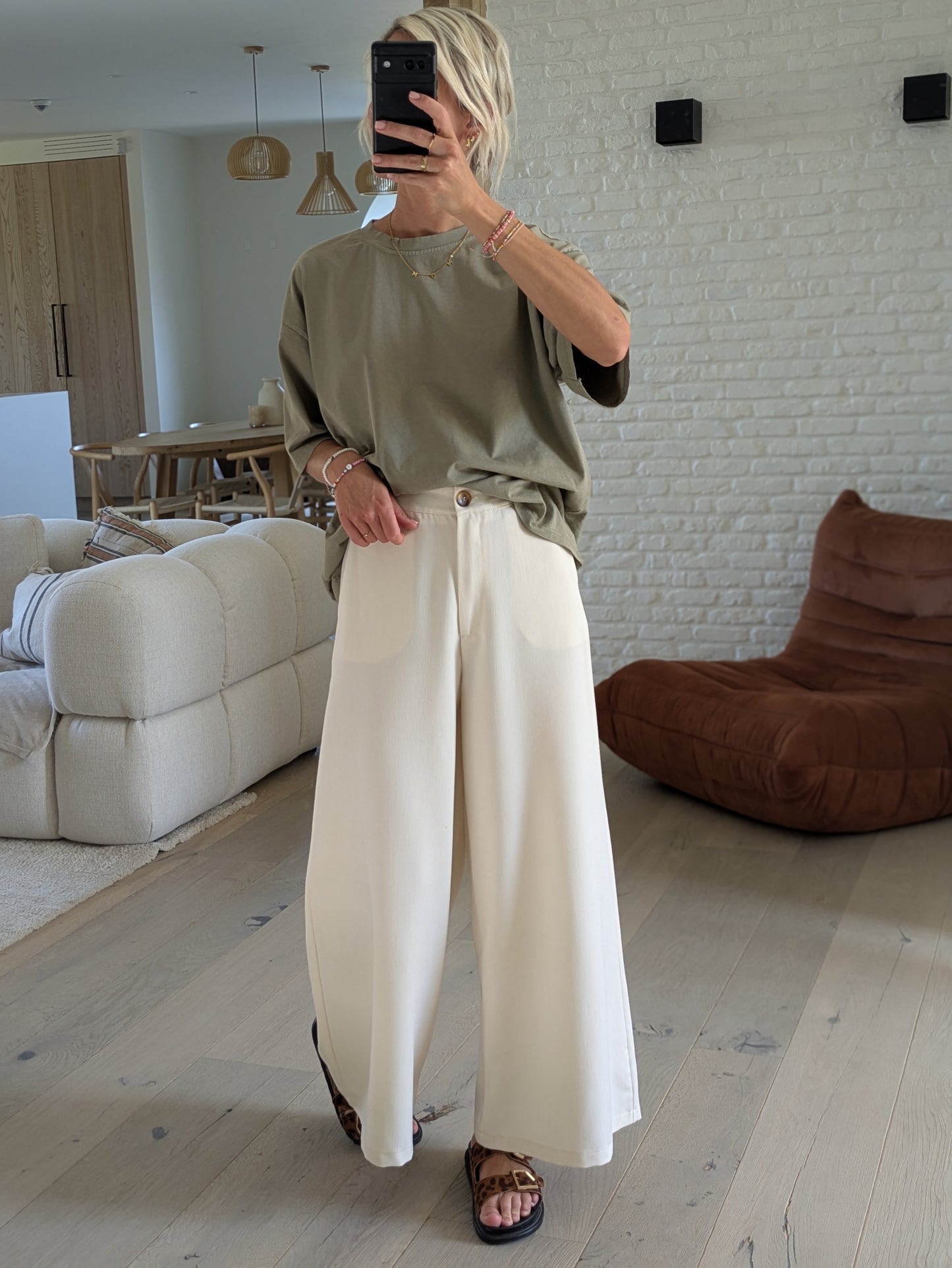 Wide cream pants