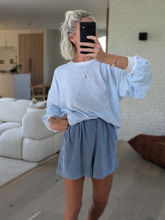 DEUXPOURDEUX THE LABEL - Diana striped tee sky blue