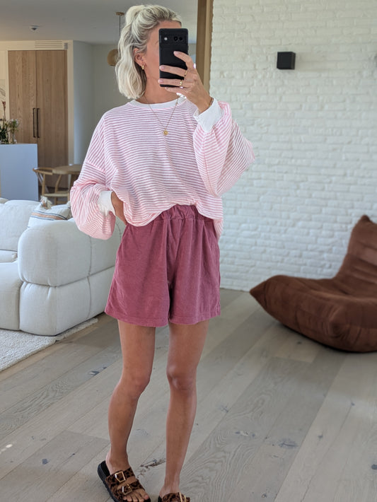 DEUXPOURDEUX THE LABEL - Diana striped tee pink