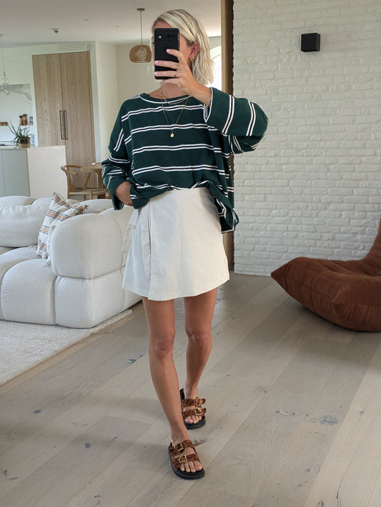 Striped sweater tee green