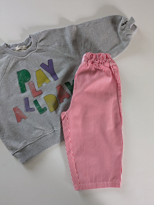 Striped pants red