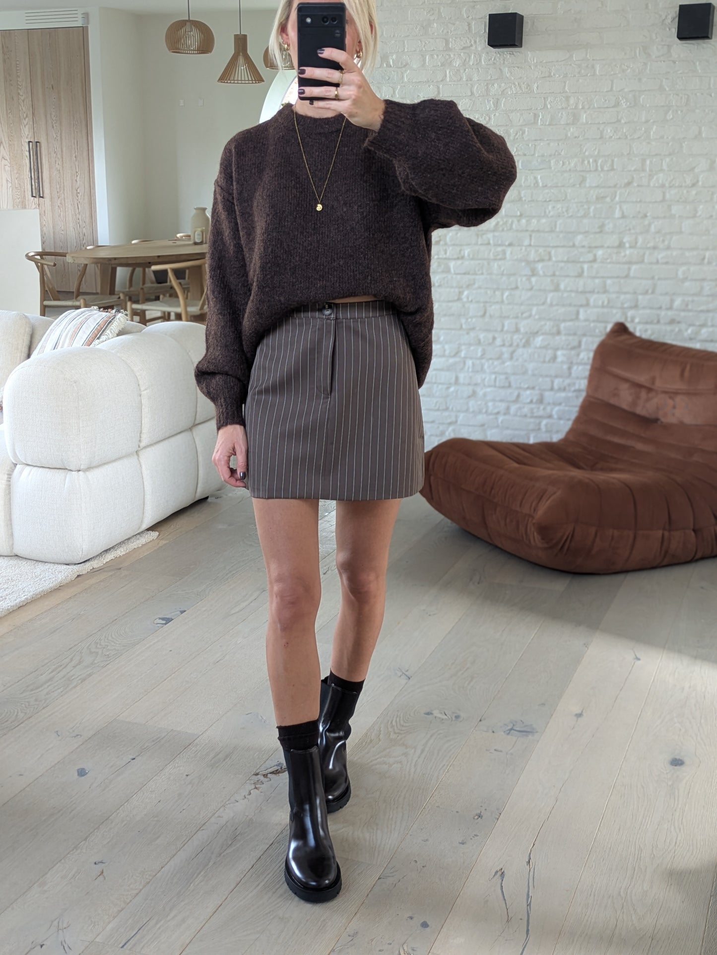 Striped skirt brown